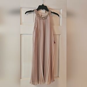 Elegant Cream Pleated Dress
